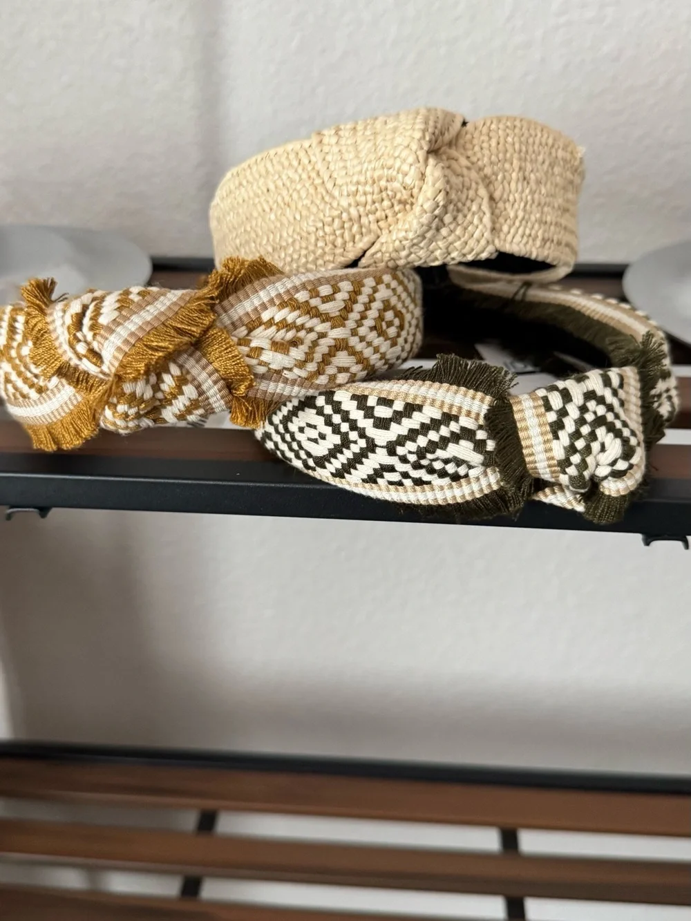 Woven Knotted Headband Trio - Beige, Mustard & Olive